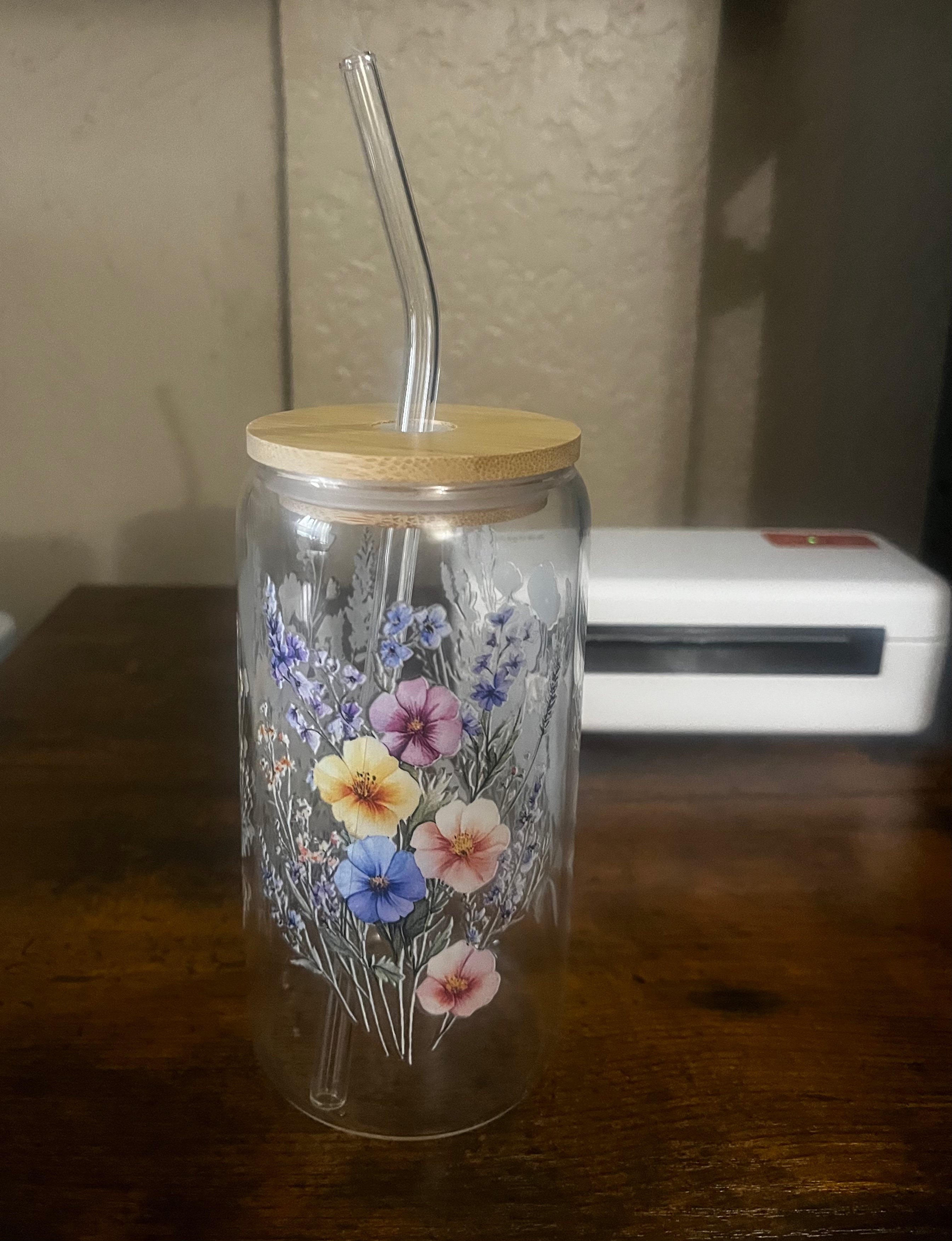 Personalized Crystal Glass with Floral Design