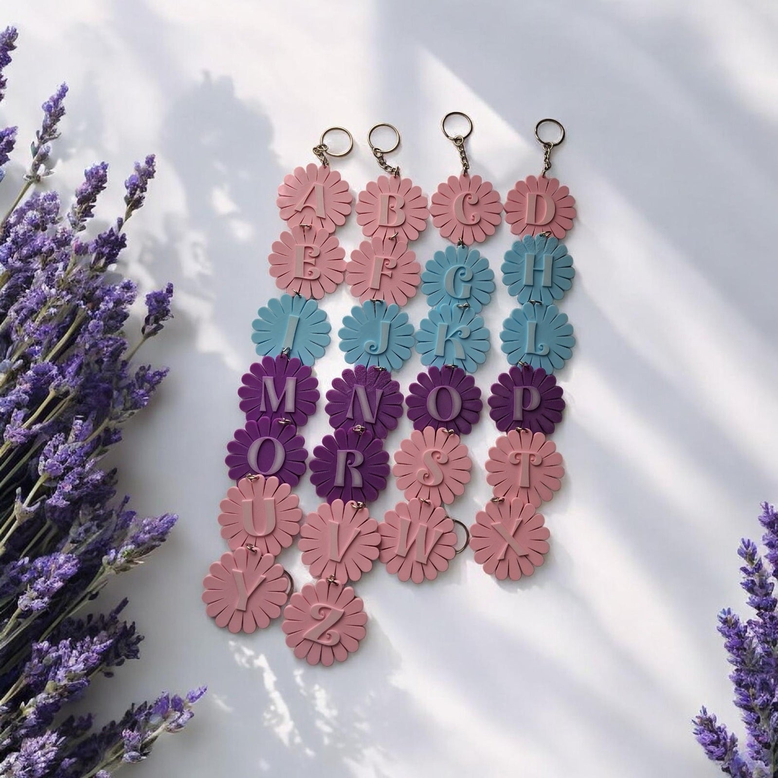 Custom Flower Letter Keychain